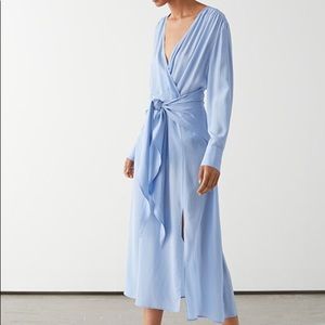 & Other Stories Blue Faux Wrap Maxi Dress Size 10